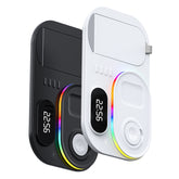 A06 3 in 1 Wireless Charger Fast Charging RGB Atmosphere Light with Clock For Smart Phone & iWatch & AirPods